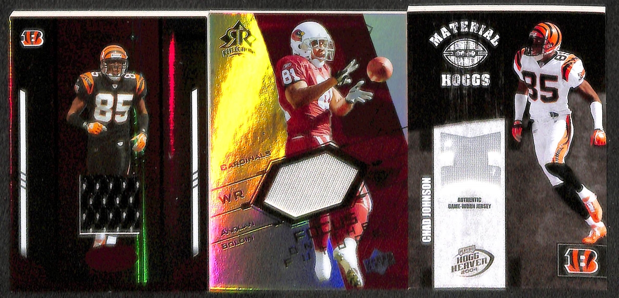 Lot of 50 Certified Football Relic Cards (Mostly Game-Worn Jersey Cards) w/ P. Manning, Brees, Urlacher, T. Brown, ...